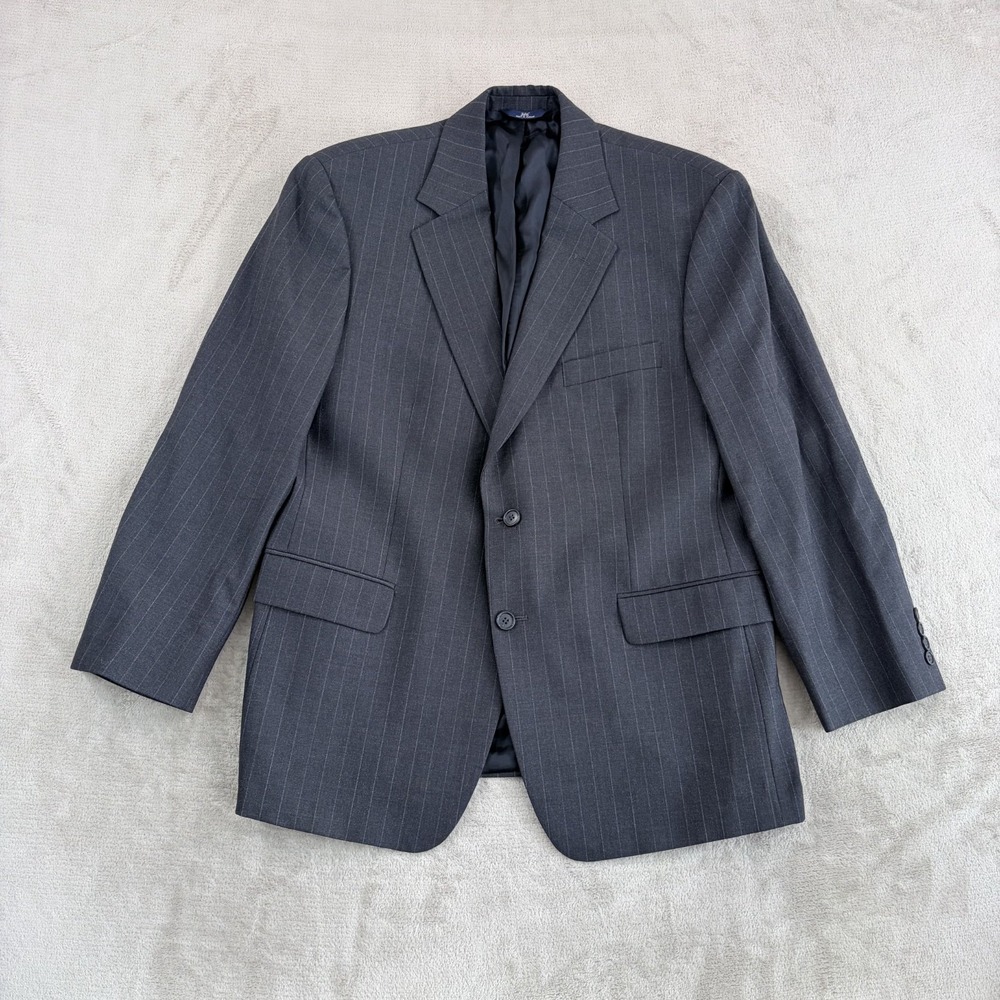 Vintage Brooks Brothers Stretch Wool Blazer Sport Coat Grey Striped Men 42S